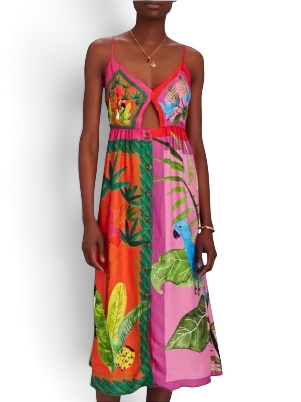 FARM RIO double scarves midi dress US Large - Picture 2 of 12